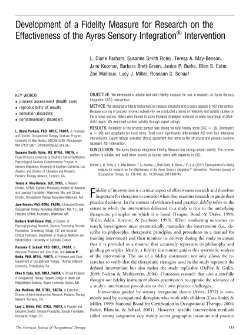 Development of a Fidelity Measure for Research on the Effectiveness of the Ayres Sensory Integration Intervention